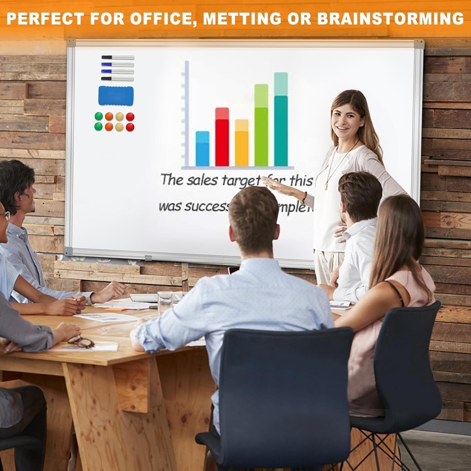 72"x40" Magnetic Dry Erase Board - Wall-Mounted Aluminum Presentation Tool