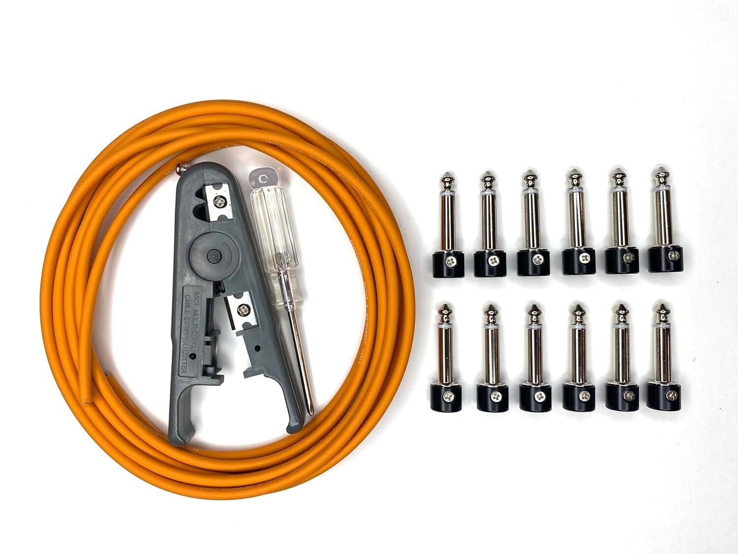 6-Pack Orange Solderless Guitar Pedal Patch Cables - Easy Customization Kit