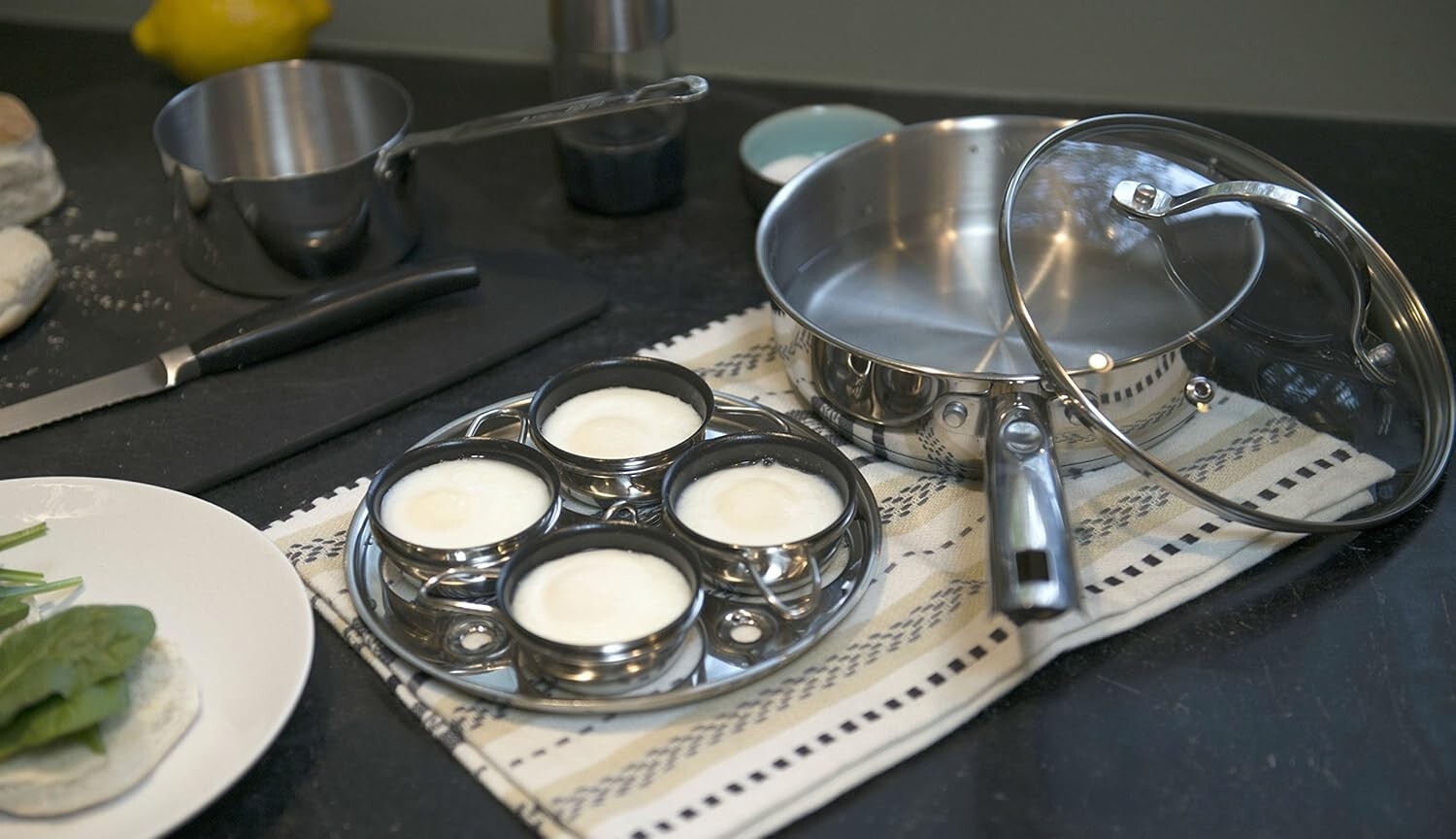 Perfectly Poached Eggs in Minutes - Stainless Steel Egg Poacher Set for 4