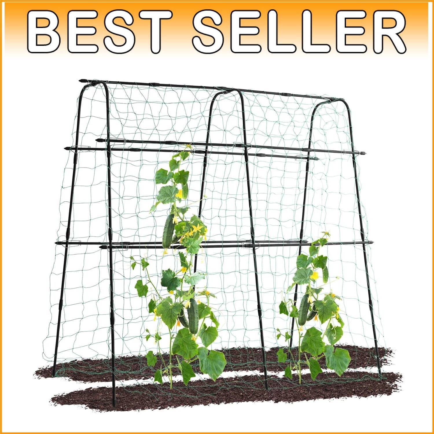 Elegant 5.3 FT Tall Trellis with Durable Steel and Nylon Netting for Raised Beds