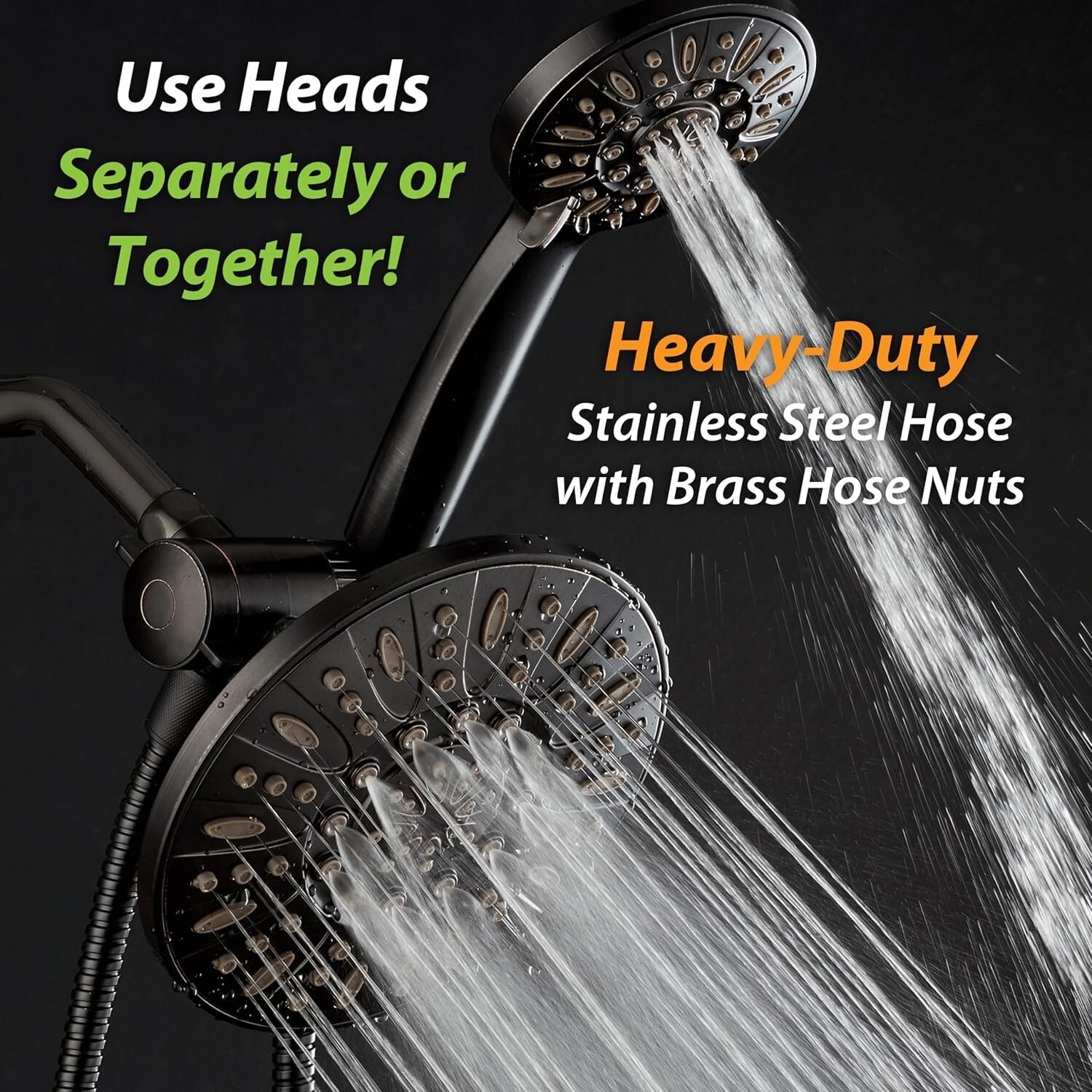 Elegant 7-Inch Oil Rubbed Bronze Shower Head & Hand Shower - Tool-Free Install