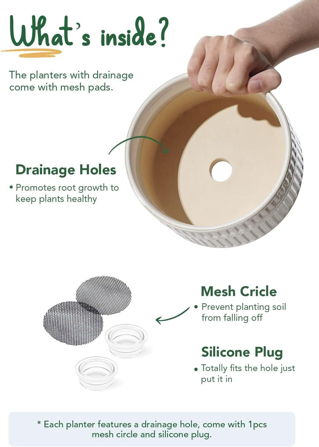 Elegant 6.5/8 Inch Ceramic Succulent Pots with Drainage - Indoor Garden Combo