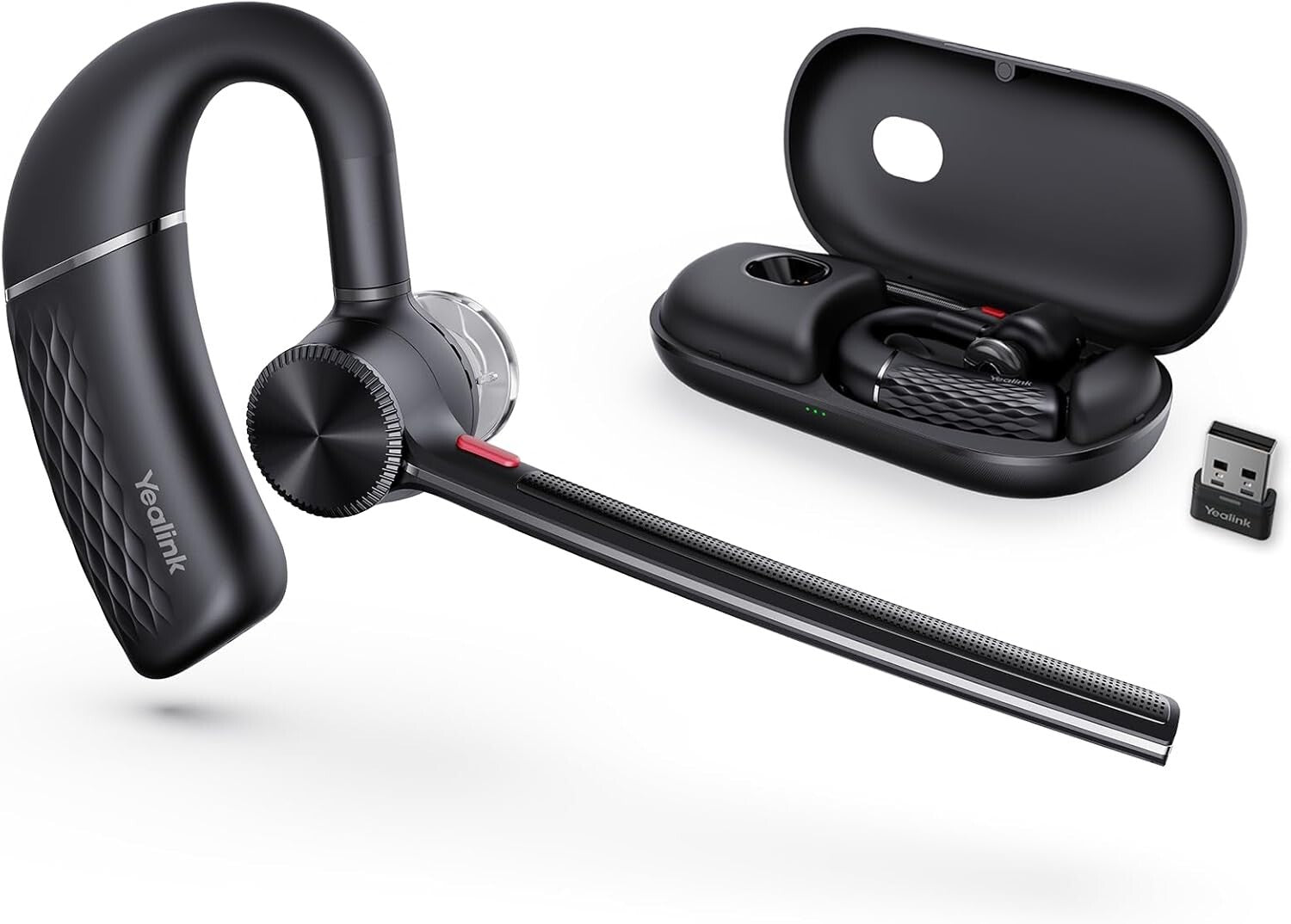 Teams Certified Bluetooth Headset with USB Dongle & Noise Cancelling Mics