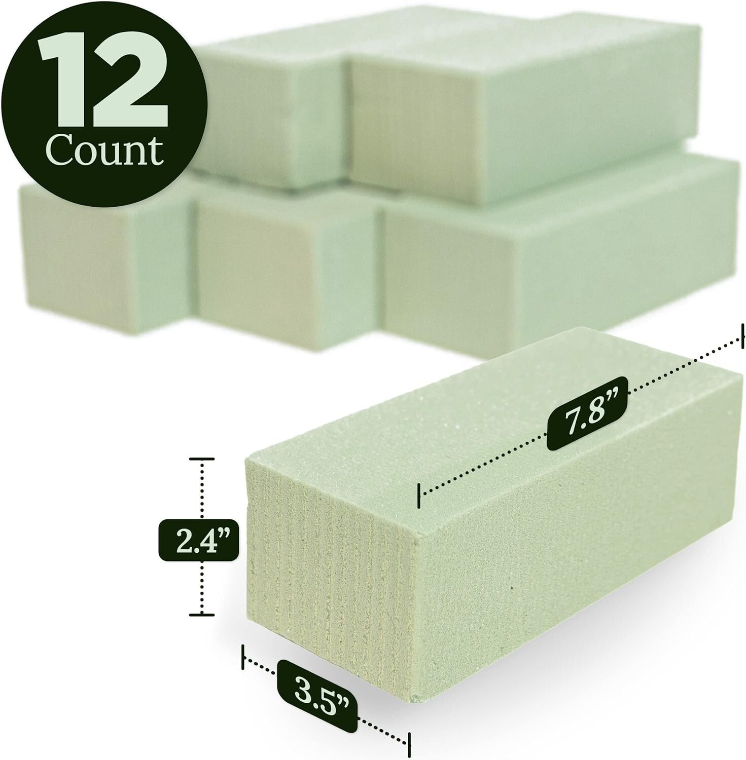 Bulk Pack of 12 Premium Foam Blocks for All Floral Projects and Crafts