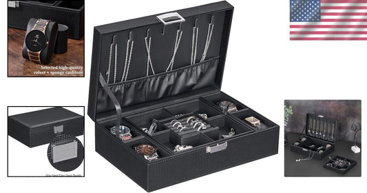 Luxury Jewelry Organizer for Men & Women with 4 Watch Cases – Ideal for Gifting