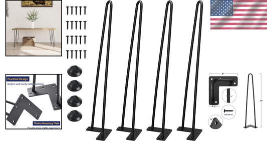 Versatile 20 Inch Hairpin Furniture Legs - Heavy Duty for Table & Bench Making