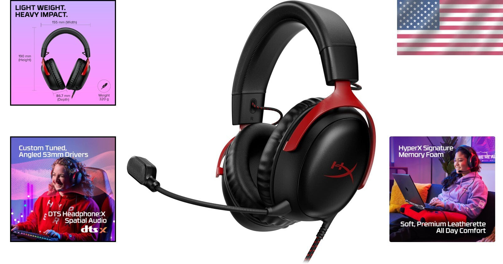 Durable Cloud III Wired Gaming Headset – 53mm Drivers & Noise-Cancelling Mic