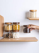 Load image into Gallery viewer, 17oz Borosilicate Glass Storage Jars with Bamboo Lids - Eco-Friendly Solution