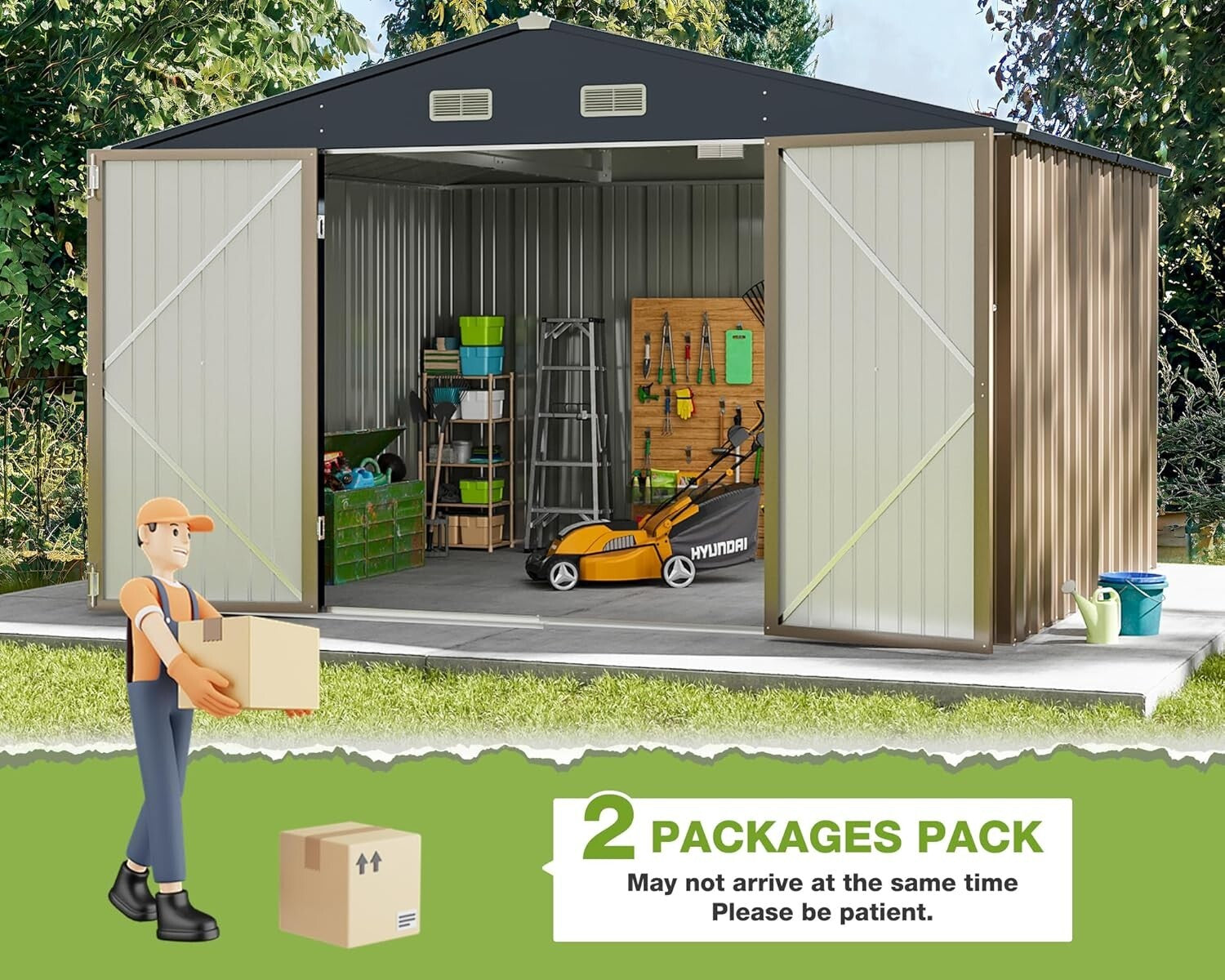 Spacious 10' x 8' Metal Shed for Secure Storage - Ideal for Garden & Tools