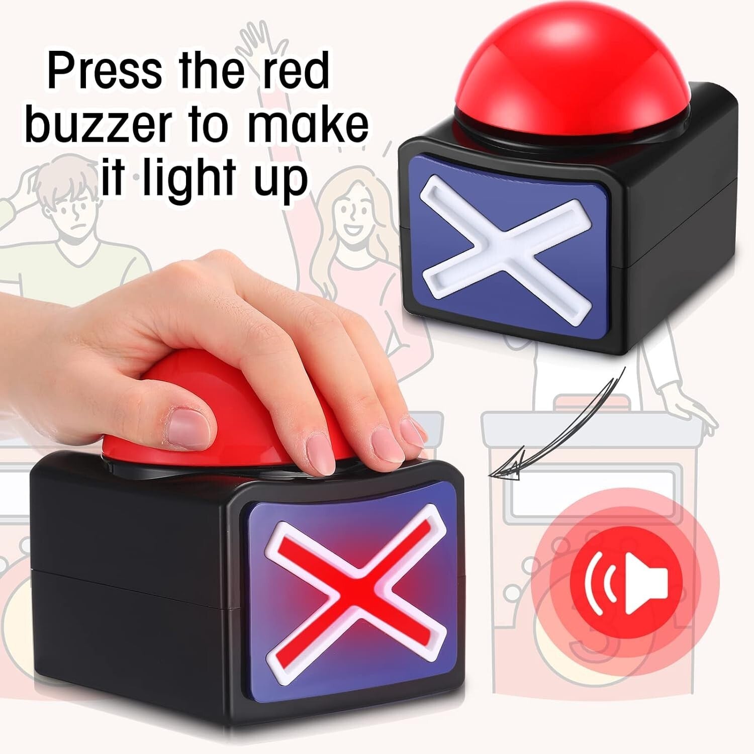 Compact Sound-Activated Buzzers for Game Shows – 6 Interactive Buttons Included