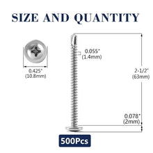 Load image into Gallery viewer, Reliable 410 Stainless Steel Truss Head Screws - 2-1/2" Self-Tapping, 500PCS Set