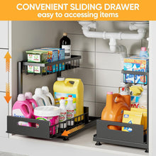 Load image into Gallery viewer, Premium Metal Pull-Out Under Sink Organizers - Height Adjustable, Black Finish