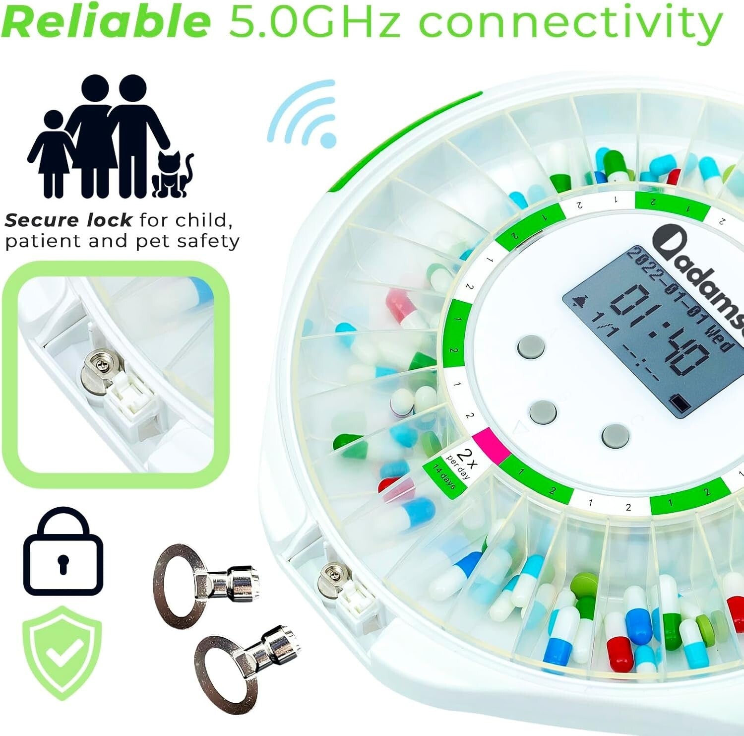 Automatic 28-Day Pill Dispenser with Lock & WiFi Monitoring - TimelyMed Solution