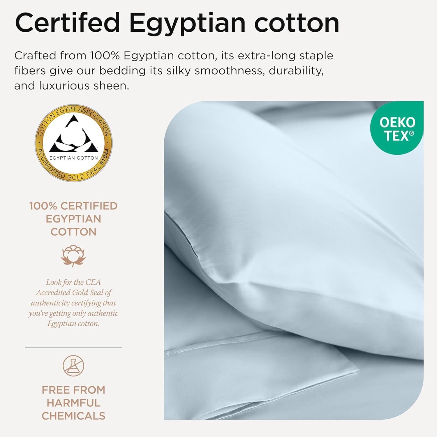 Elegant Light Blue Egyptian Cotton Sheets - 400 TC Cooling Set for Full Beds