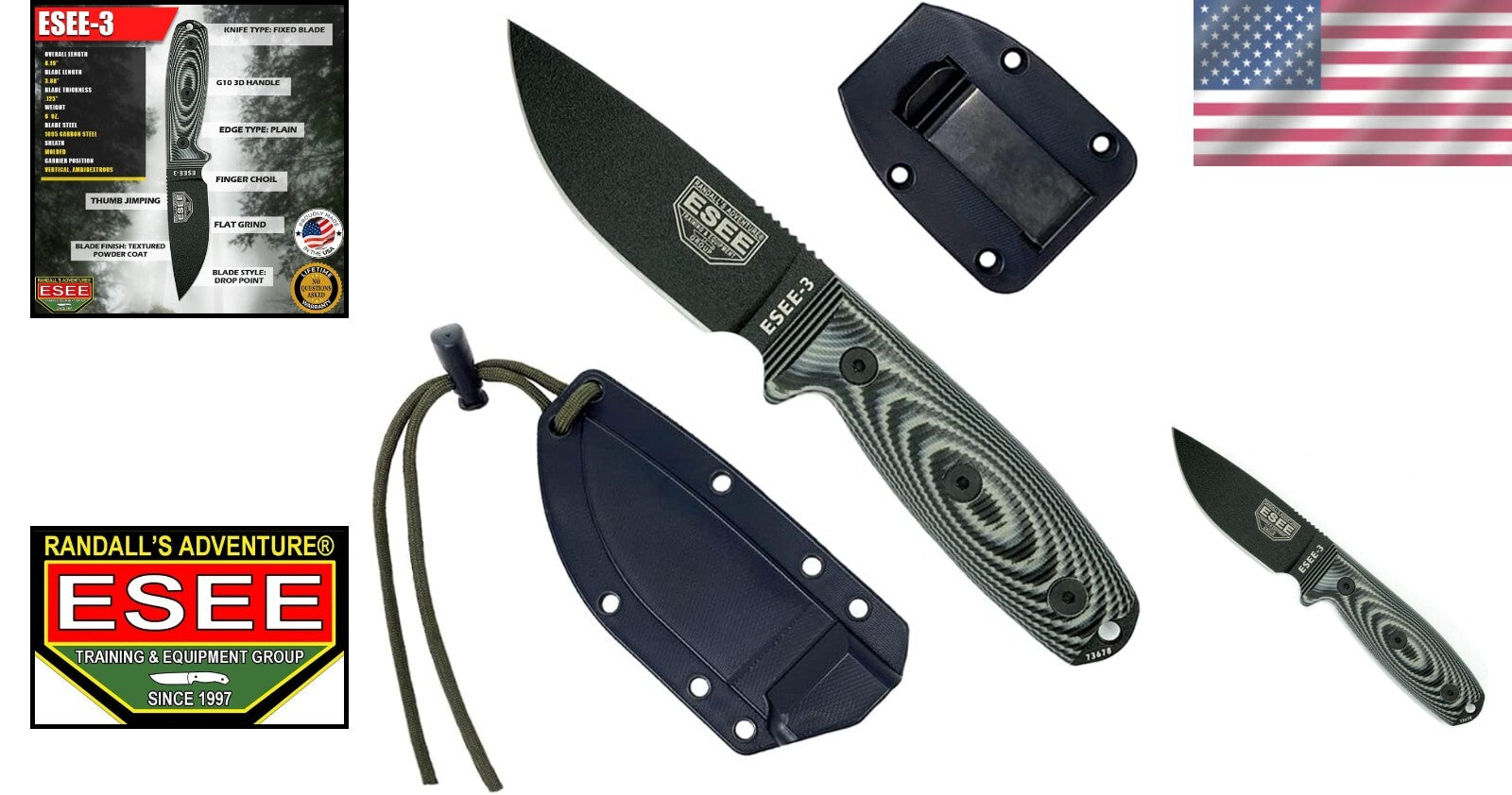 All-In-One Carving Tool: 3 Fixed Blades with G10 Handle and Lifetime Guarantee