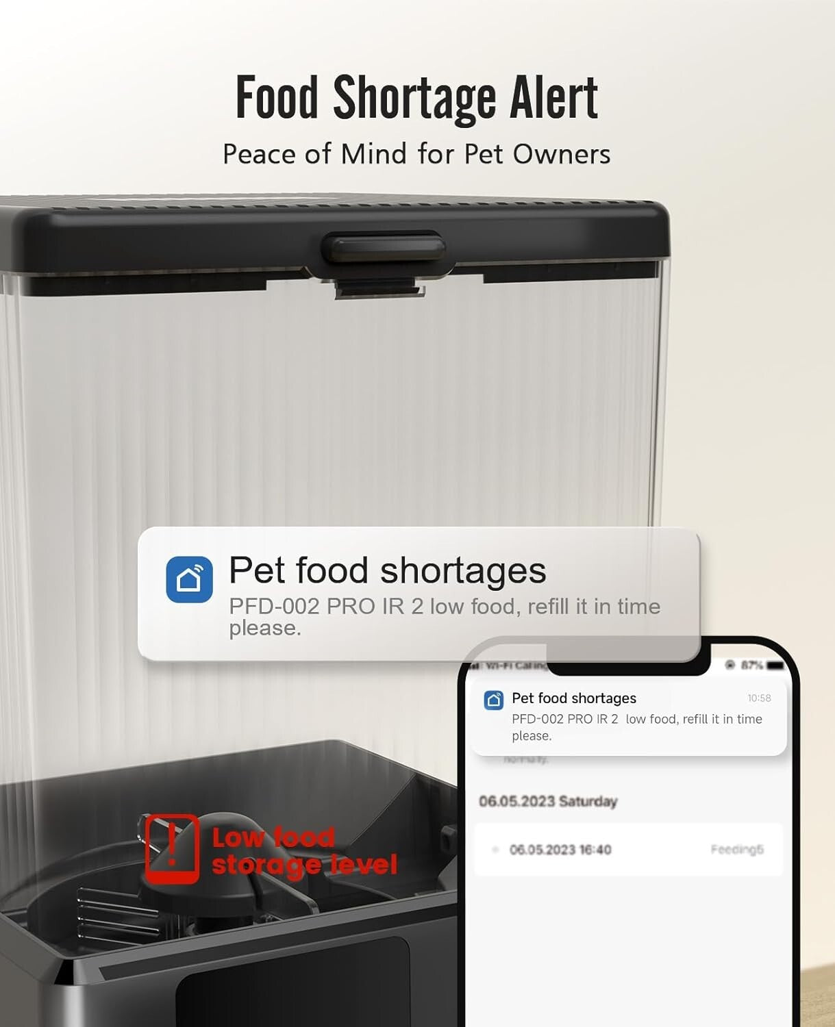 Multi-Pet Automatic Cat Food Dispenser - 5G Wi-Fi, Easy to Clean, Modern Design