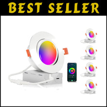 Load image into Gallery viewer, WiFi Compatible 4-Inch Recessed Smart Lights - Alexa/Google Control, Pack of 4