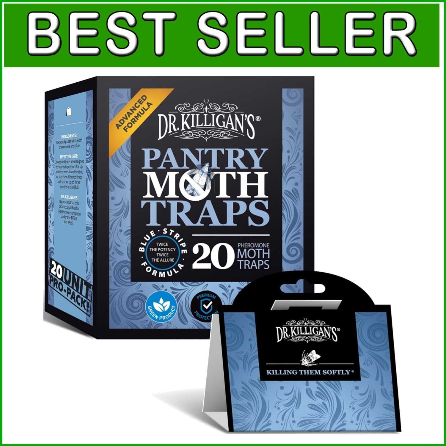 Dr. Killigan’s 20 Pack Pantry Moth Traps – Organic Moth Control with Pheromones