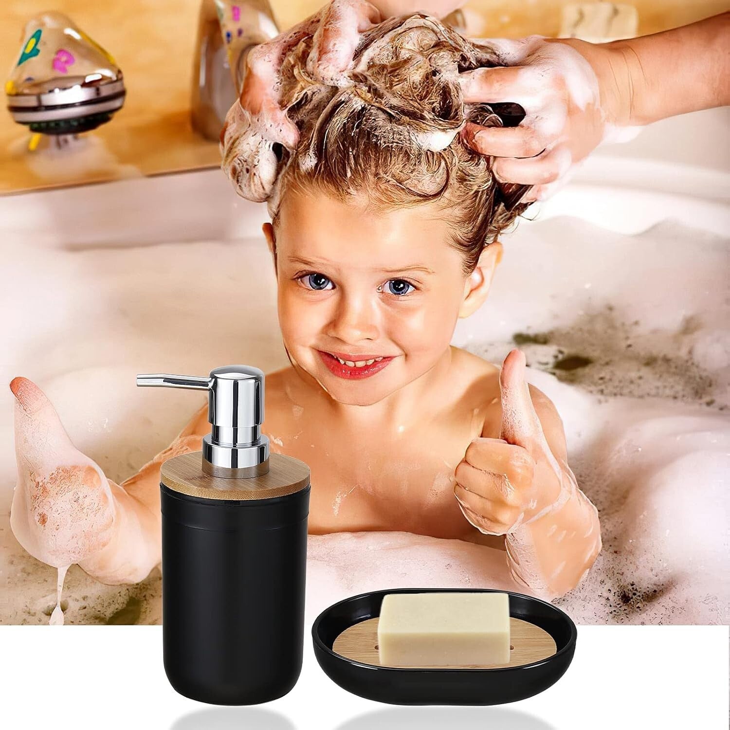 Elegant Black Bathroom Set - 9-Piece Accessories for Organization & Style