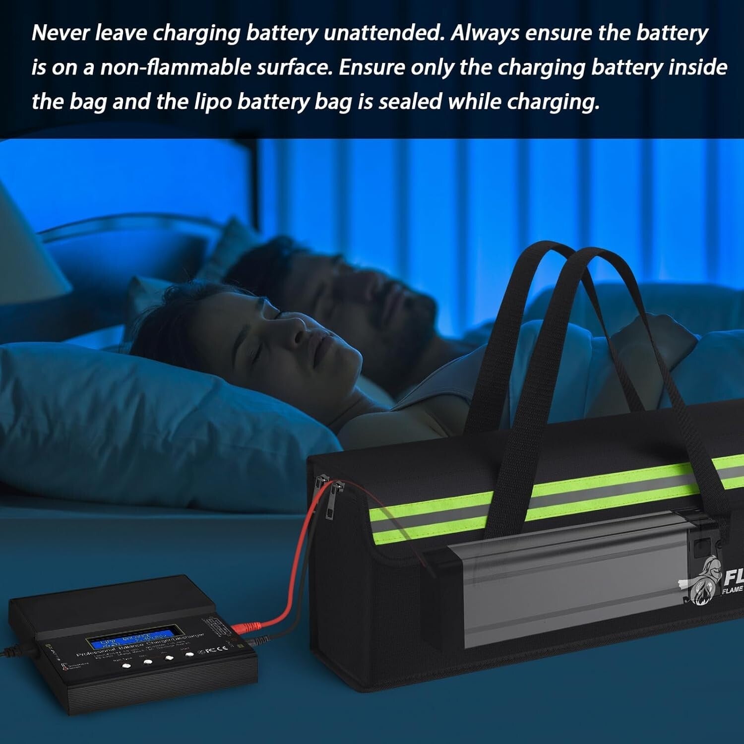 2-Pack Fireproof Lipo Battery Bag for Safely Storing Ebike Accessories - 19.3...