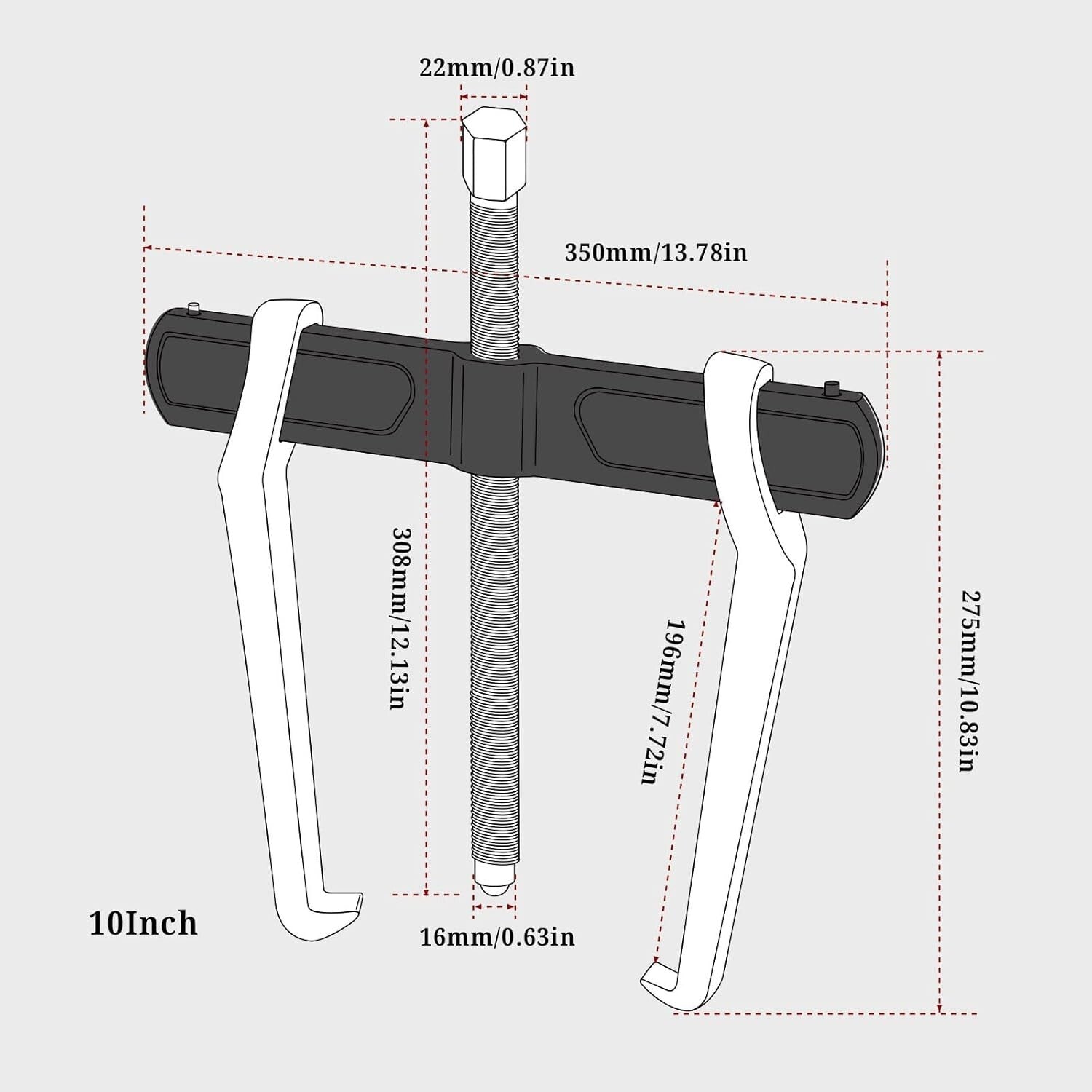 Lightweight 10-Inch Gear Puller with Heat-Treated Steel for Durable Performance