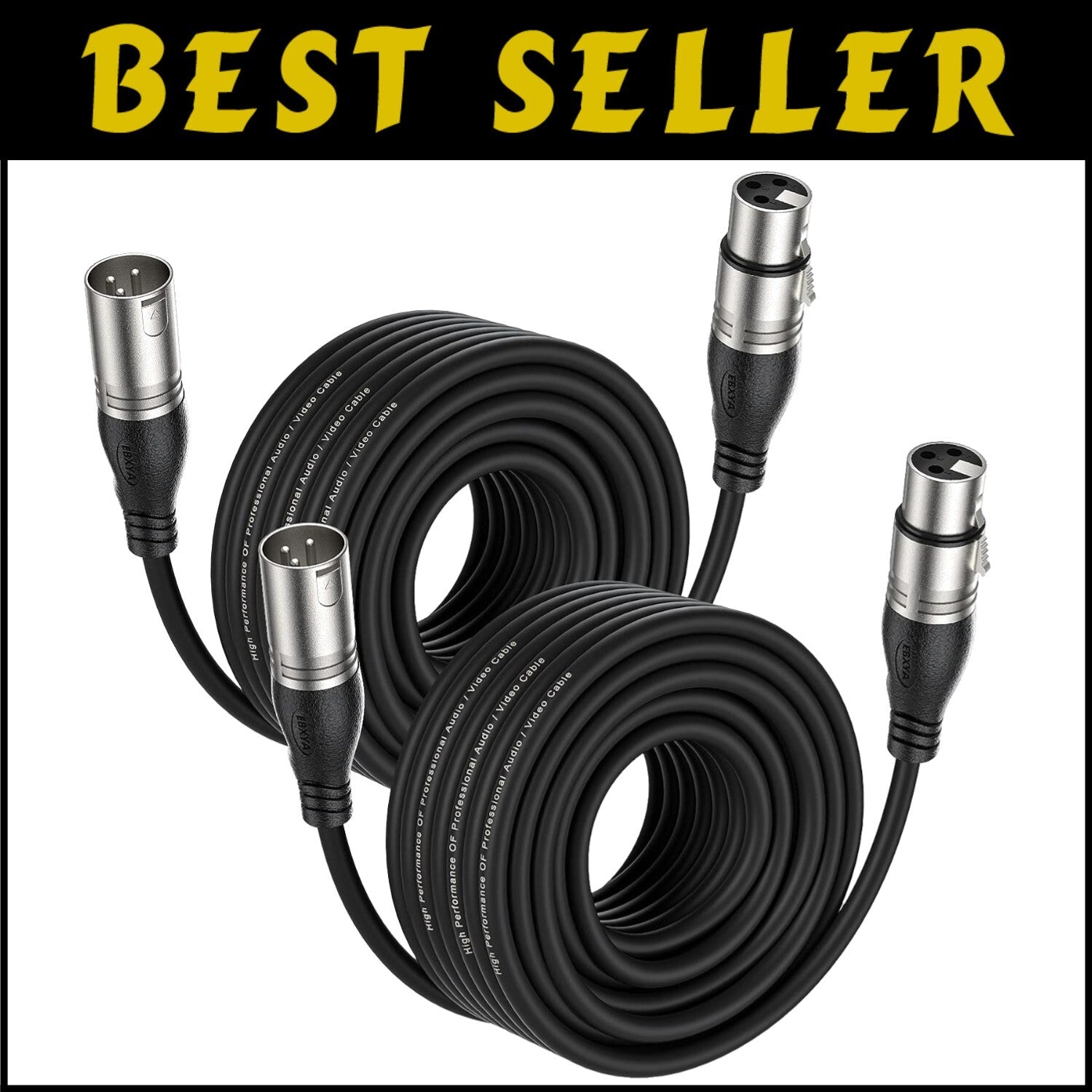 2-Pack of 50ft XLR Cables - Professional Quality Mic & Speaker Audio Connection