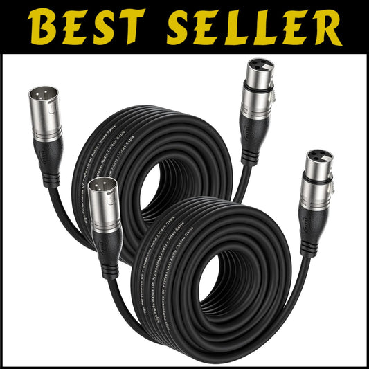 2-Pack of 50ft XLR Cables - Professional Quality Mic & Speaker Audio Connection