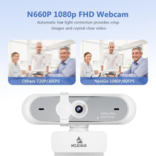 Load image into Gallery viewer, USB 1080P Webcam with Dual Microphones, Autofocus &amp; Built-In Privacy Cover