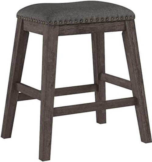 Caitbrook Rustic Gray Counter Height Upholstered Barstools - Set of 2