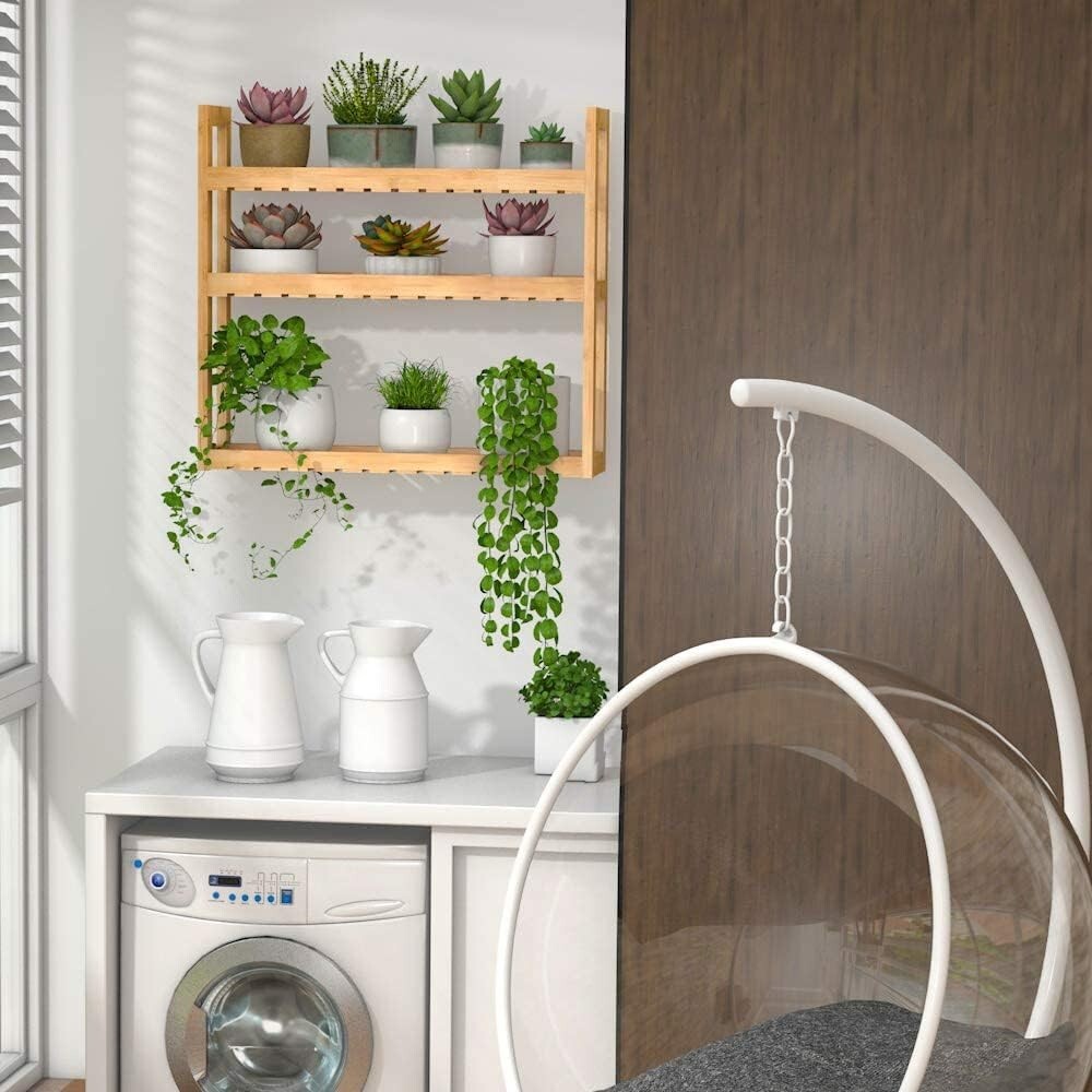 Adjustable 3-Tier Bamboo Wall Shelf for Elegant Bathroom and Living Room Storage