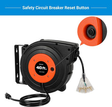 Load image into Gallery viewer, Versatile Wall Mount 40 FT Extension Cord Reel - Automatic and Weather Resistant