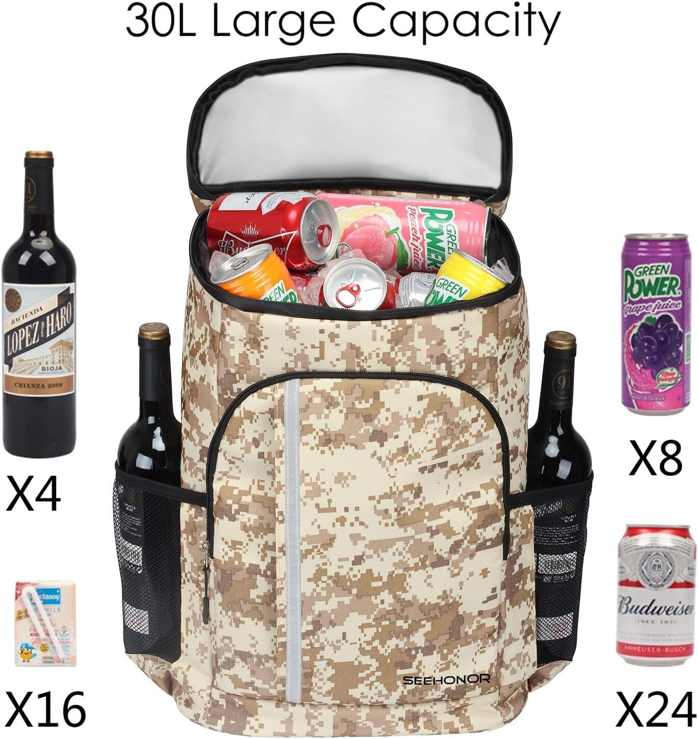 Stylish Camouflage Insulated cooler Backpack - Ideal for Hiking, Camping & Beach