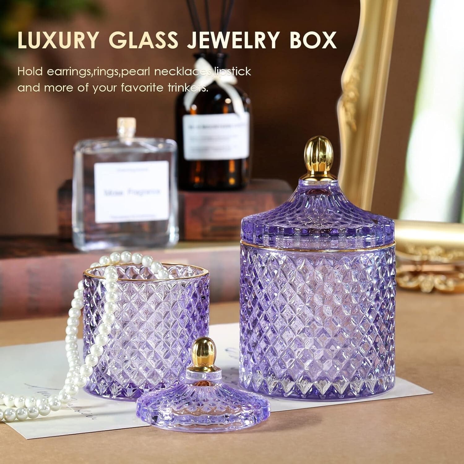 Multifunctional Jar Set: Elegant Purple Apothecary for Cotton & Keepsakes