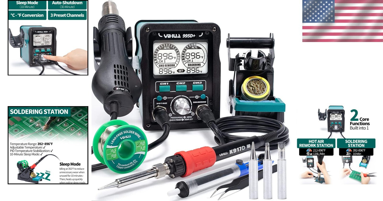 EVO 110W 2-IN-1 LCD Soldering Station & Hot Air Kit with Adjustable Temperature