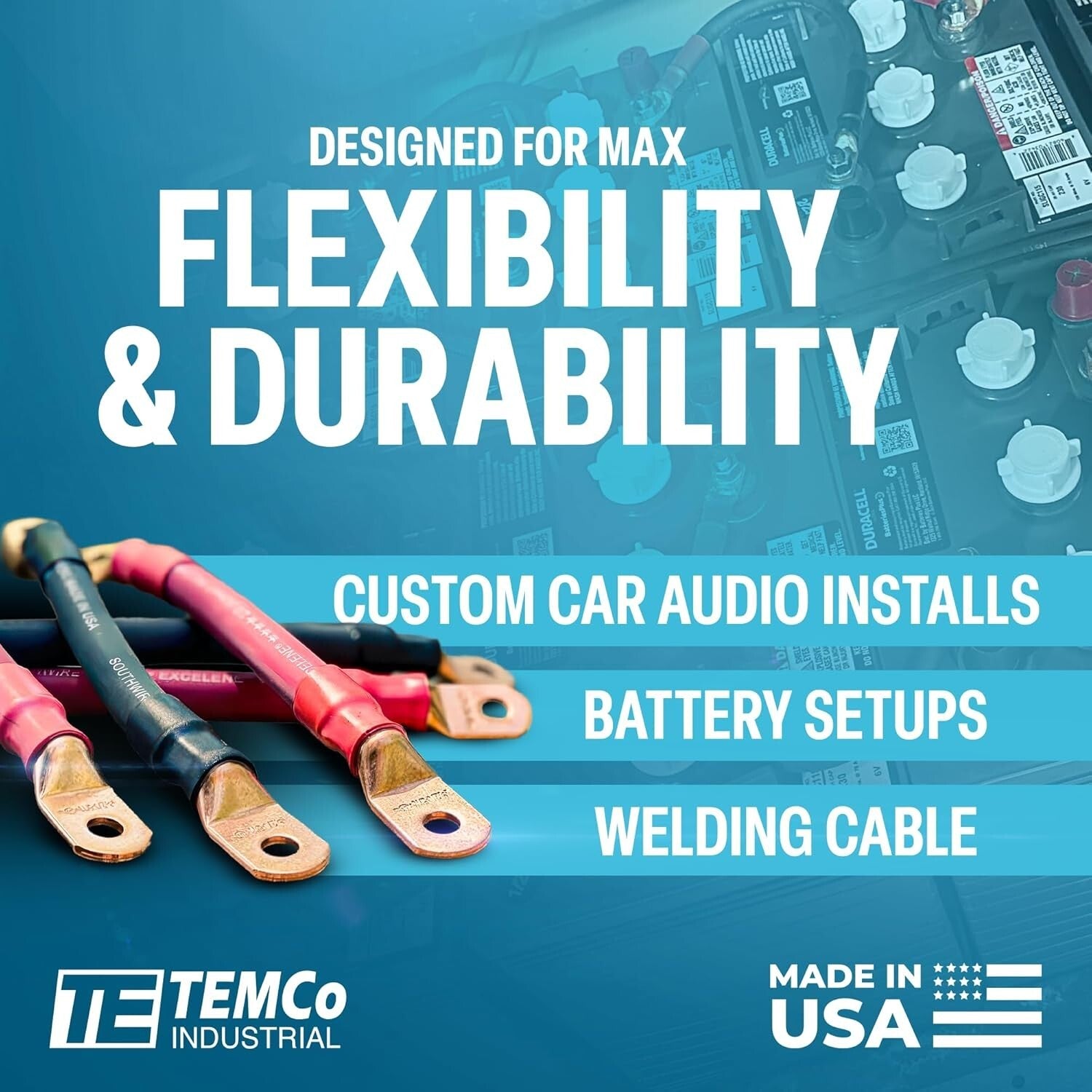 Versatile 4/0 AWG Copper Welding & Battery Cable: 10FT Red and 20FT Black