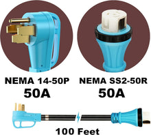 Load image into Gallery viewer, Secure 50A 100ft RV Power Cord with Locking Connector - Ideal for Generators