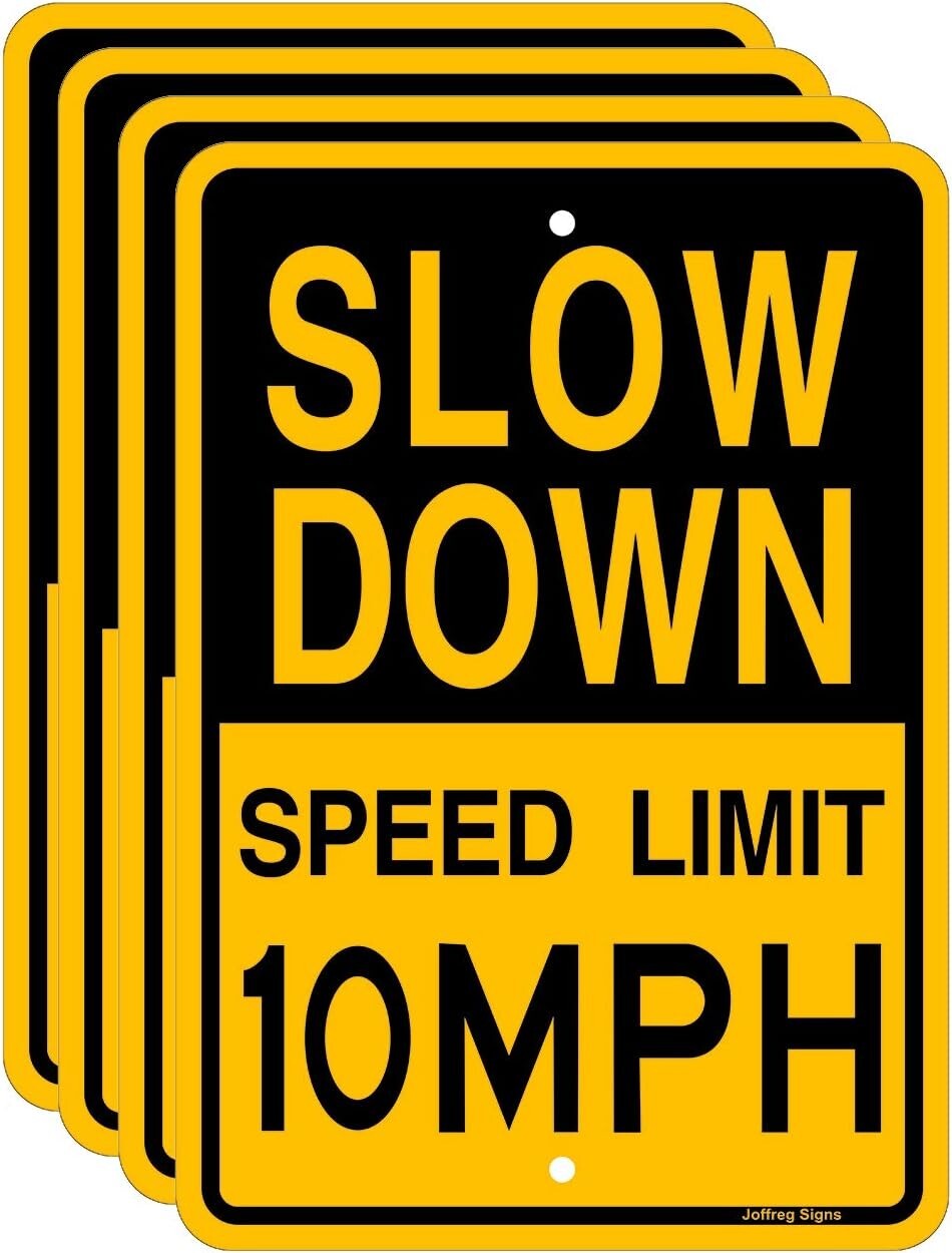 Lightweight 4-Pack Speed Limit Signs, 10 MPH Reflective Aluminum 17 x 12 Inches