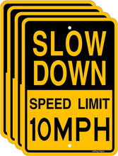 Load image into Gallery viewer, Lightweight 4-Pack Speed Limit Signs, 10 MPH Reflective Aluminum 17 x 12 Inches