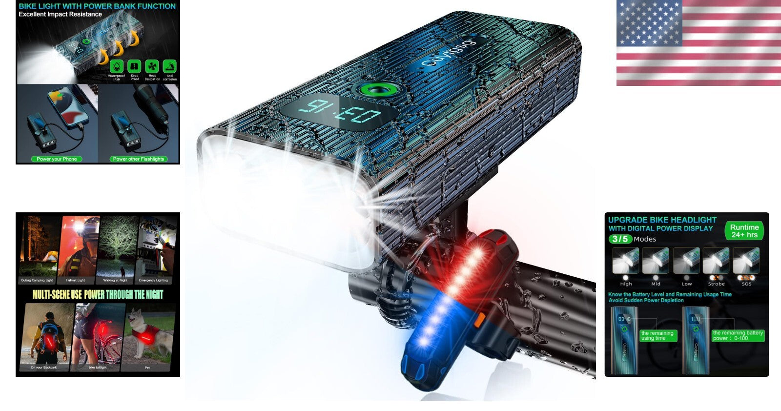 10-Mode USB Rechargeable Bike Lights: Headlight & Taillight for Night Cyclists