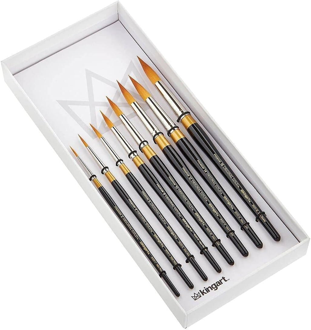 Deluxe Golden Taklon Multimedia Brush Set - Sizes 2-16 for Versatile Painting
