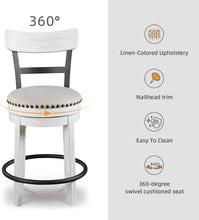 Load image into Gallery viewer, Valebeck 24.5" Modern Swivel Counter Height Barstool in Whitewash Finish