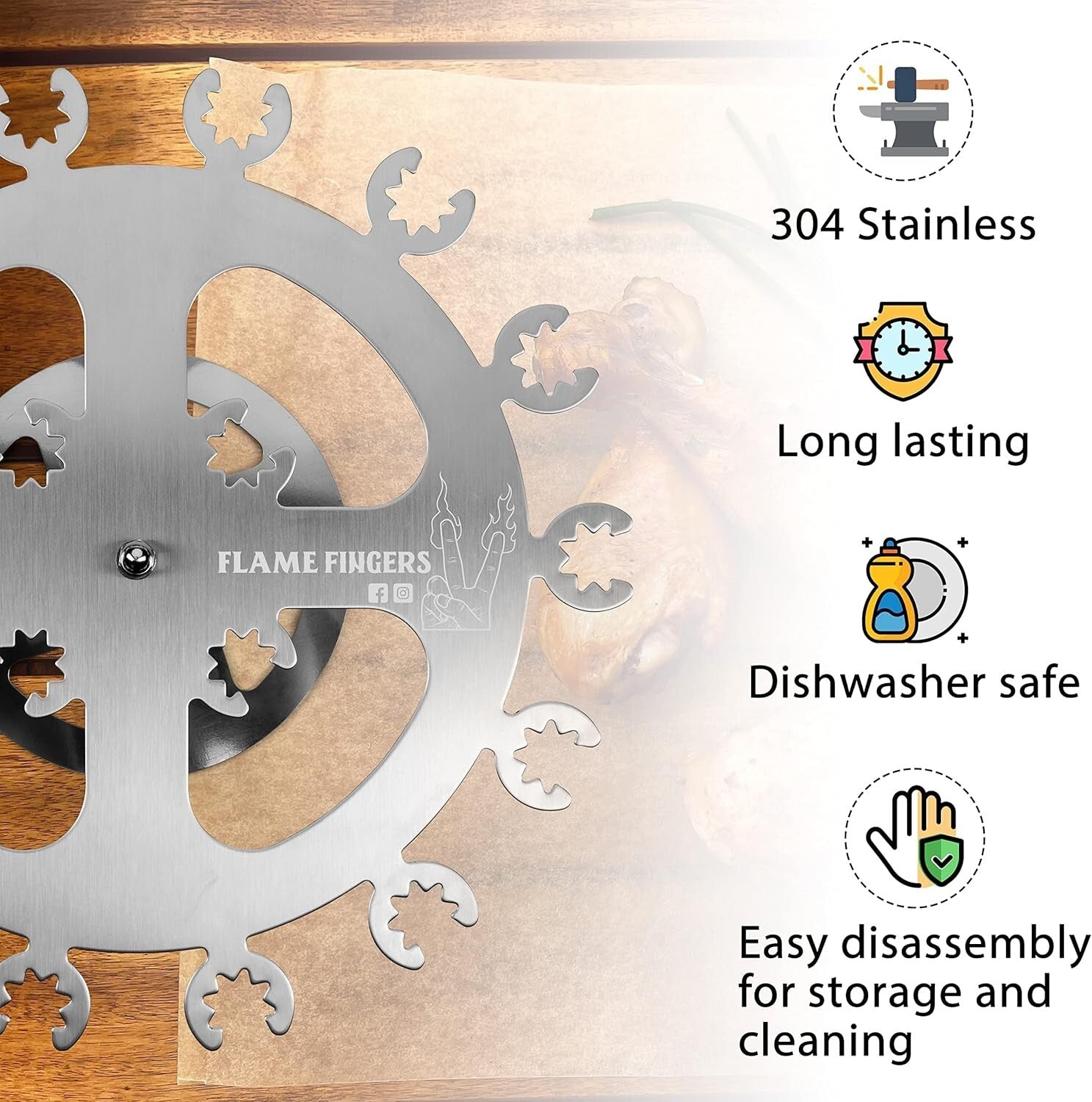 Durable 304 Stainless Steel Chicken Rack - Holds 18 Drumsticks, Wings & More