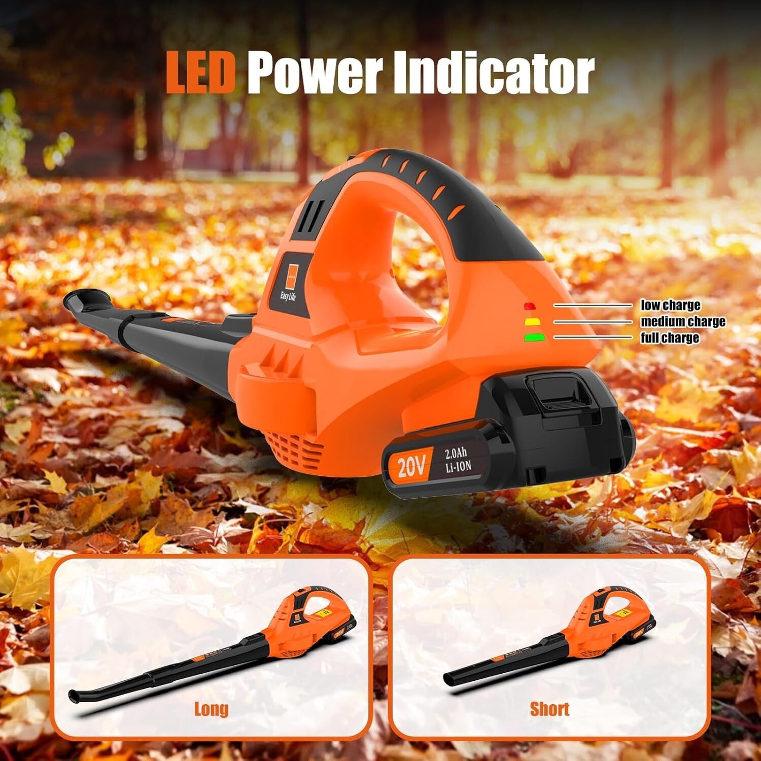 Portable 21V Leaf Blower with Fast Charger - Ideal for Yard and Sidewalk Cleanup
