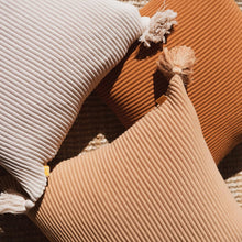 Load image into Gallery viewer, 20x20 Baked Clay Cotton Pillow Cover with Tassels - Textured Rib Knit Design