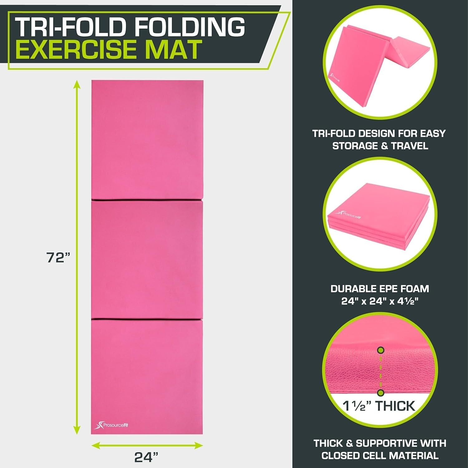 Durable Tri-Fold Workout Mat with Joint Protection - Ideal for Gymnastics & Yoga