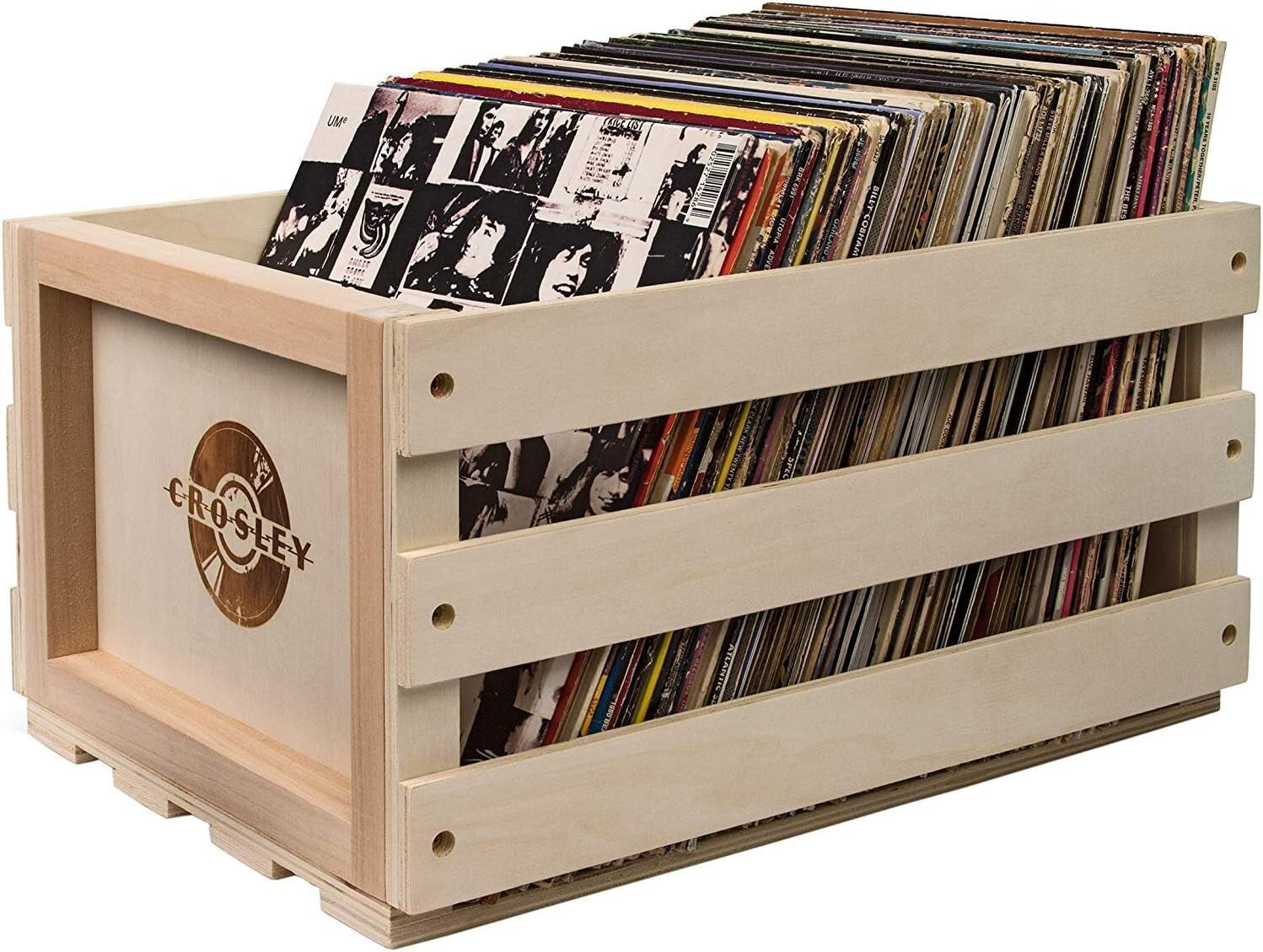Functional and Chic Record Storage Crate for Vinyl Lovers - 75 Albums Capacity