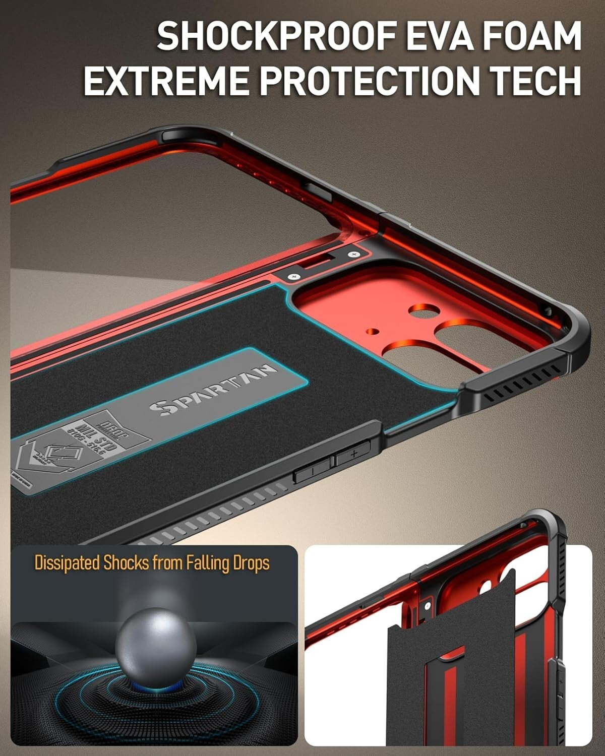 Rugged Metallic Red Case for Google Pixel 9 Pro Fold with Kickstand & Protection