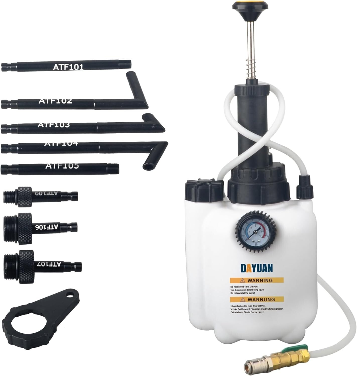 Automotive Fluid Transfer Pump Kit - 3L Capacity with Pressure Gauge & Adapters