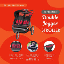Load image into Gallery viewer, Jogging Stroller for Two - Expedition Double Jogger with Parent Tray, 42" Height