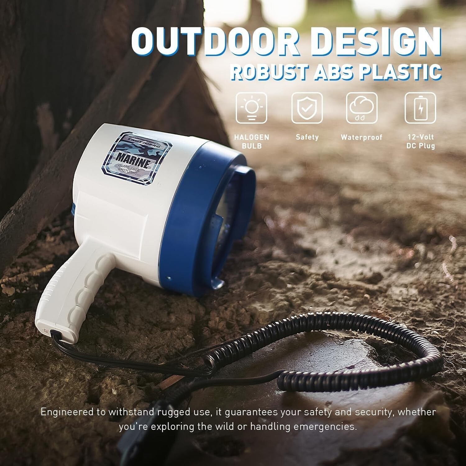 Portable 1200 Lumen Waterproof Handheld Spotlight with 12V Car Charger